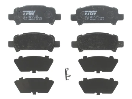 Комплект гальмівних колодок задн (з комплектуючими), SUBARU FORESTER, IMPREZA, LEGACY III, LEGACY IV, OUTBACK 1.5-3.0 03.94-08.13 TRW GDB3223