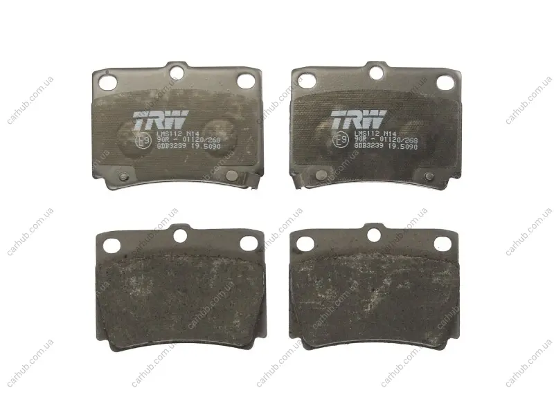 Комплект гальмівних колодок задн, MITSUBISHI PAJERO II, PAJERO III, PAJERO SPORT I, PAJERO SPORT II, PAJERO SPORT III 2.4D/2.5D/3.0 12.90- TRW GDB3239 (фото 1)