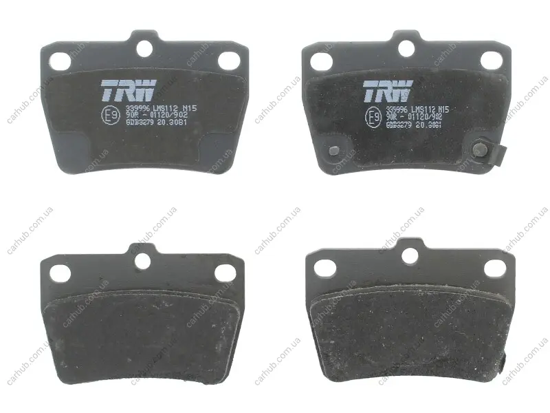 Комплект гальмівних колодок задн, CHERY TIGGO TOYOTA RAV 4 I, RAV 4 II 1.6-2.4 01.94-10.16 TRW GDB3279 (фото 1)