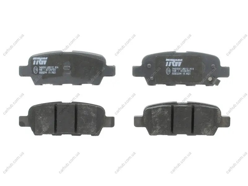 Комплект гальмівних колодок задн, INFINITI EX, FX, G, M, M35, M37, M45, Q50, Q60, Q70, QX50 I NISSAN 350Z, ALTIMA, CUBE, ELGRAND, JUKE, LEAF, MAXIMA, MAXIMA / MAXIMA QX V 1.5D-Electric 06.01- TRW GDB3294 (фото 1)