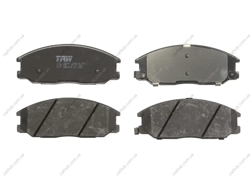 Комплект гальмівних колодок передн, DAEWOO REXTON HYUNDAI H-1, H-1 / STAREX, H-1 CARGO, HIGHWAY, SANTA FÉ I, TERRACAN, TRAJET, XG LADA NIVA TRAVEL NISSAN CABSTAR, NT400 CABSTAR 1.5-3.5 06.97- TRW GDB3297 (фото 1)