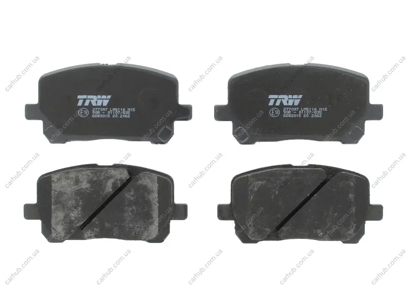 Комплект гальмівних колодок передн, PONTIAC VIBE TOYOTA AVENSIS VERSO, NOAH/VOXY 1.8-2.4 05.01-12.10 TRW GDB3315 (фото 1)