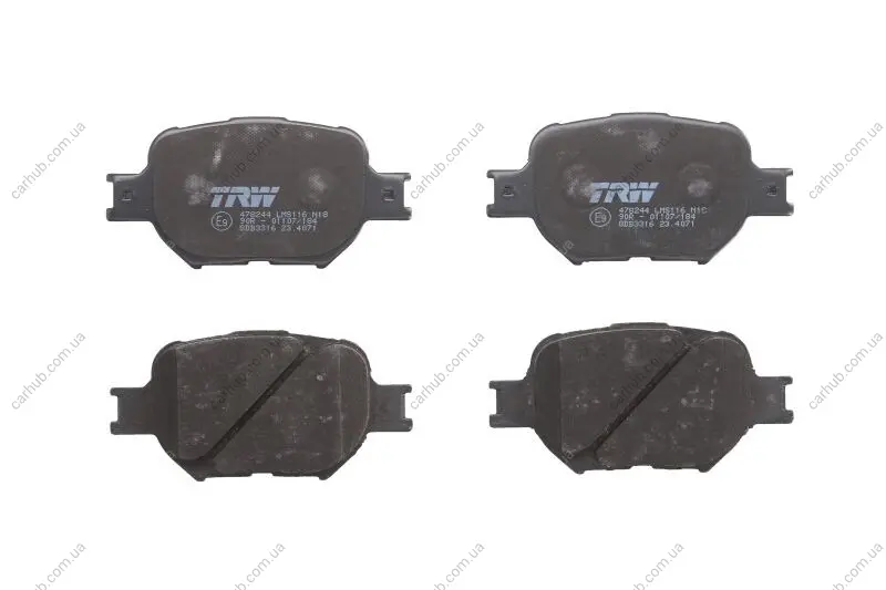 Комплект гальмівних колодок передн, TOYOTA ALLION I, BREVIS, CALDINA, CELICA, COROLLA, COROLLA VERSO, MARK II IX, MARK X II, OPA, PREMIO 1.8-3.0 08.99- TRW GDB3316 (фото 1)
