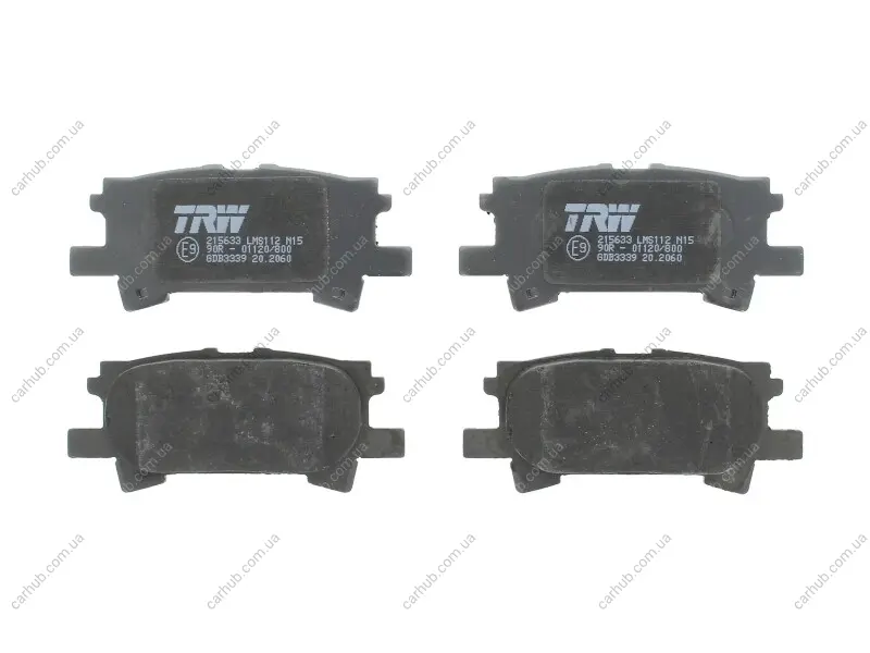 Комплект гальмівних колодок задн, LEXUS RX TOYOTA HARRIER, HIGHLANDER / KLUGER 2.4-3.5 09.00-12.13 TRW GDB3339 (фото 1)