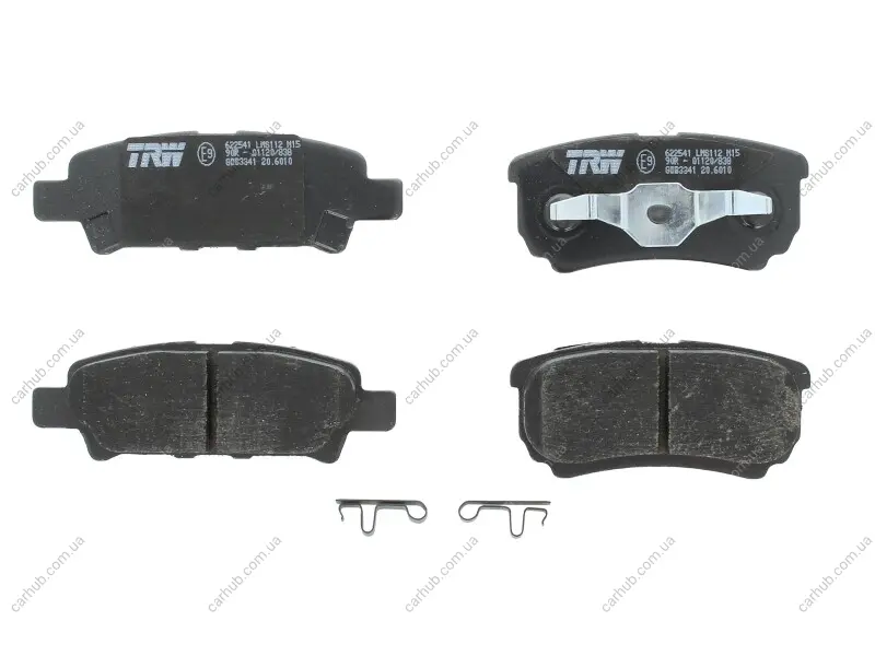 Комплект гальмівних колодок задн (з комплектуючими), CHRYSLER 200, SEBRING JEEP COMPASS, PATRIOT MITSUBISHI LANCER CARGO, LANCER VII, LANCER VIII, OUTLANDER I 1.3-3.6ALK 06.00- TRW GDB3341 (фото 1)