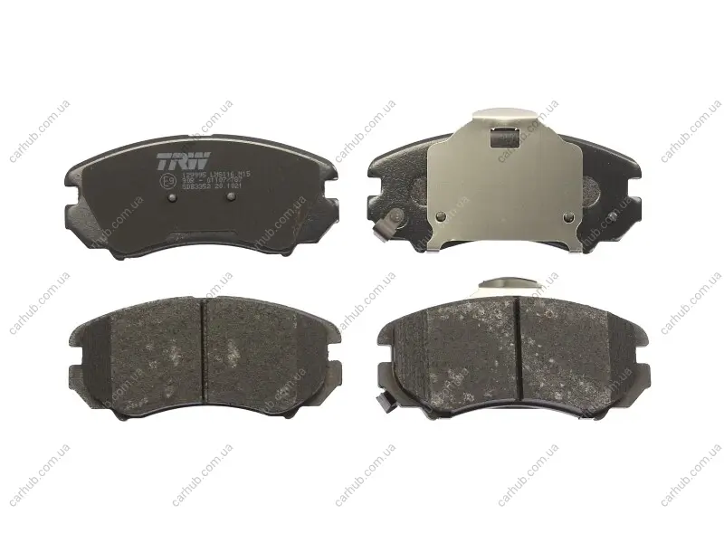 Комплект гальмівних колодок передн, HONDA CIVIC VIII HYUNDAI COUPE I, COUPE II, ELANTRA III, SONATA IV, SONATA V, TIBURON, TUCSON KIA MAGENTIS I, MAGENTIS II, OPTIMA 1.6-3.3 08.96-12.15 TRW GDB3352 (фото 1)