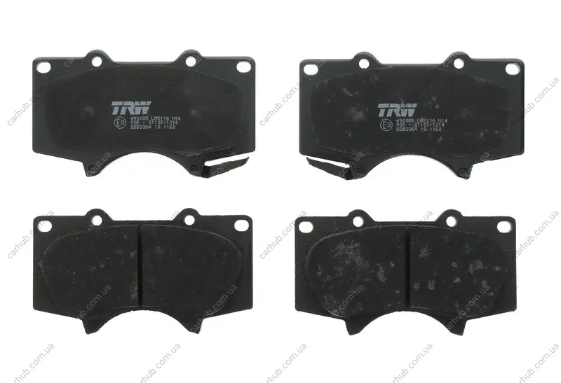 Комплект гальмівних колодок передн, LEXUS GX MITSUBISHI PAJERO IV TOYOTA 4 RUNNER IV, 4 RUNNER V, FJ CRUISER, FORTUNER, HILUX VII, HILUX VIII, LAND CRUISER, LAND CRUISER 90 2.4D-4.7 03.96- TRW GDB3364 (фото 1)