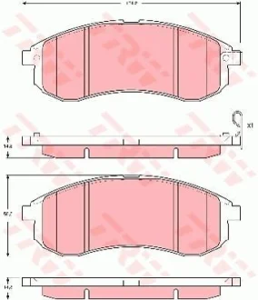 Комплект гальмівних колодок передн, MITSUBISHI L200 2.5D 06.96-12.07 TRW GDB3380