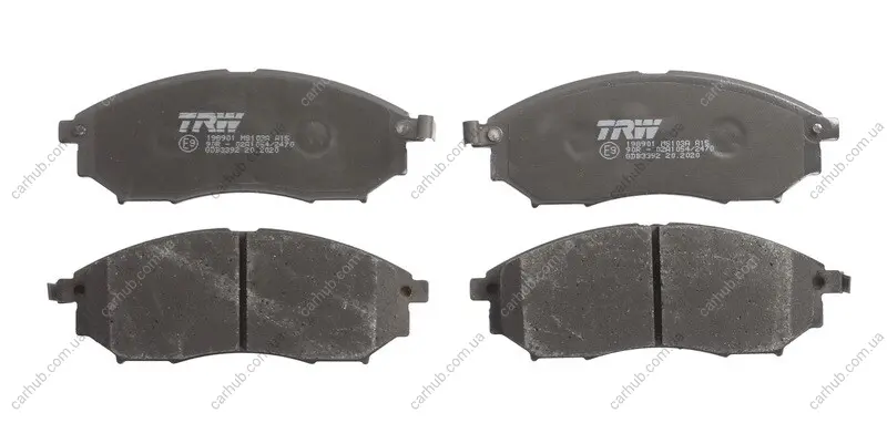 Комплект гальмівних колодок передн, INFINITI EX, FX, G, M, M35, M37, M45, Q45 III, Q60, Q70, QX50 I, QX70 NISSAN MURANO I, MURANO II, NAVARA, NAVARA NP300, PATHFINDER III 1.6D-5.6 09.96- TRW GDB3392 (фото 1)
