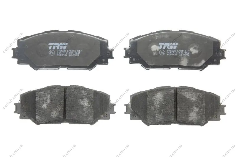 Комплект гальмівних колодок передн, LEXUS HS PONTIAC VIBE SUBARU TREZIA TOYOTA ALLION II, AURIS, COROLLA, MATRIX, NOAH/VOXY, PREMIO, PRIUS PLUS, RAV 4 III, RAV 4 IV 1.3-2.5 11.05- TRW GDB3425 (фото 1)
