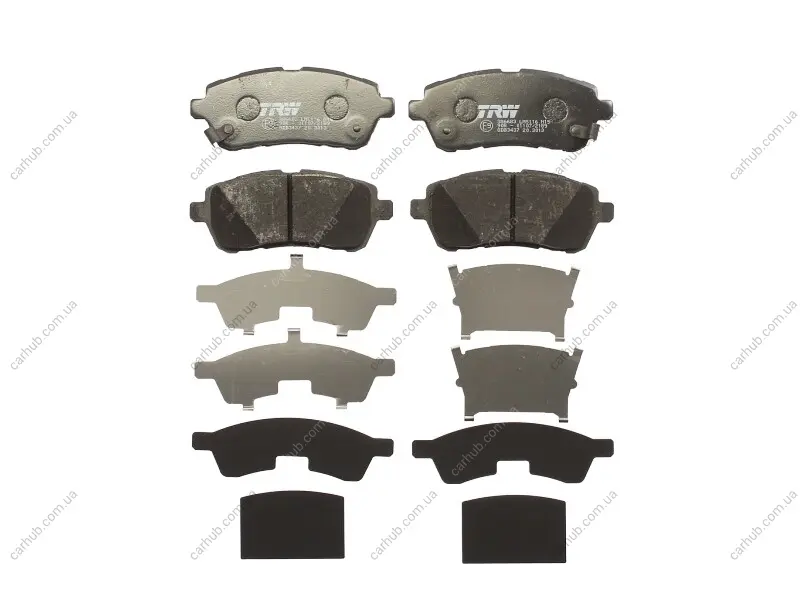 Комплект гальмівних колодок передн, DAIHATSU MATERIA, SIRION FORD FIESTA, FIESTA VI MAZDA 2 SUBARU JUSTY IV SUZUKI BALENO, SWIFT IV, SWIFT V 1.0-1.6D 01.05- TRW GDB3437 (фото 1)