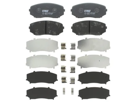 Комплект гальмівних колодок передн (з комплектуючими), FORD USA EDGE LINCOLN MKX MAZDA CX-7, CX-9 MITSUBISHI ECLIPSE CROSS, GRANDIS, OUTLANDER III, PAJERO IV, PAJERO PININ I 1.5-3.7 10.99- TRW GDB3471