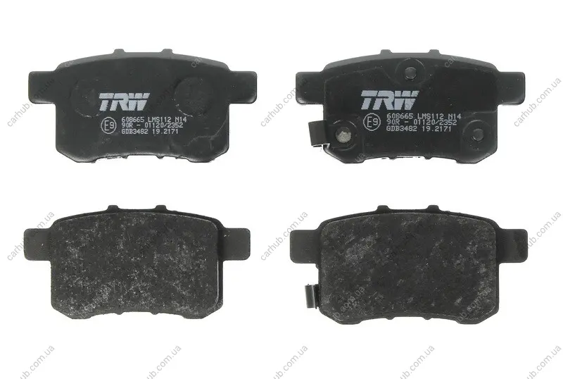 Комплект гальмівних колодок задн, HONDA ACCORD IX, ACCORD VIII, CIVIC III, CIVIC IV 1.5-2.4 03.86- TRW GDB3482 (фото 1)