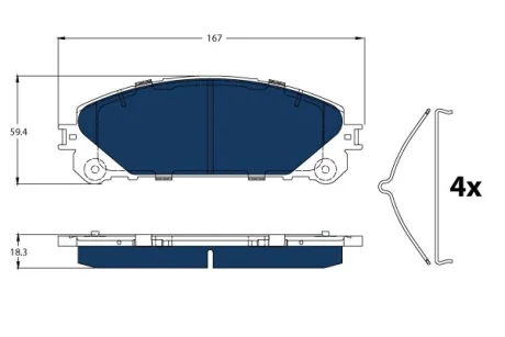 Комплект гальмівних колодок передн (для гібридних авто), LEXUS NX, RX TOYOTA RAV 4 IV 2.5H/3.5H 07.14- TRW GDB3484BTE