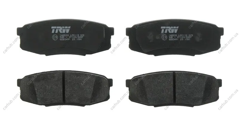 Комплект гальмівних колодок задн, LEXUS LX TOYOTA LAND CRUISER 200, SEQUOIA, TUNDRA 4.0-5.7ALK 01.06- TRW GDB3491 (фото 1)
