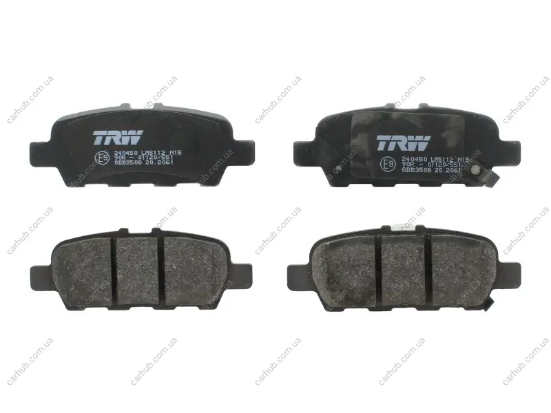 Комплект гальмівних колодок задн, INFINITI EX, G, JX, M, M37, Q50, Q60, Q70, QX50 I, QX60 NISSAN ALTIMA, CUBE, JUKE, LEAF, MAXIMA, MURANO II, NV200, NV200 / EVALIA 1.2-Electric 09.05- TRW GDB3508 (фото 1)