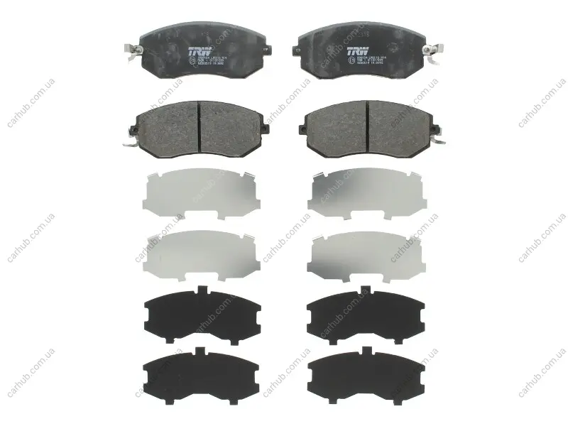 Комплект гальмівних колодок передн, SUBARU BRZ, FORESTER, IMPREZA, LEGACY IV, LEGACY V, OUTBACK, XV TOYOTA GT 86 1.5-3.0 12.00- TRW GDB3519 (фото 1)