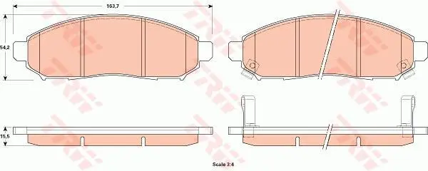 Комплект гальмівних колодок передн, NISSAN LEAF, NAVARA NP300, NV200, NV200 / EVALIA, PATHFINDER III 2.5D-Electric 01.05- TRW GDB3520 (фото 1)