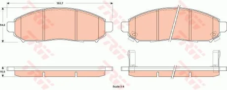Комплект гальмівних колодок передн, NISSAN LEAF, NAVARA NP300, NV200, NV200 / EVALIA, PATHFINDER III 2.5D-Electric 01.05- TRW GDB3520