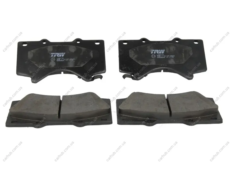 Комплект гальмівних колодок передн, LEXUS LX TOYOTA LAND CRUISER 200, LAND CRUISER PRADO, SEQUOIA, TUNDRA 2.8D-5.7ALK 01.00- TRW GDB3524 (фото 1)