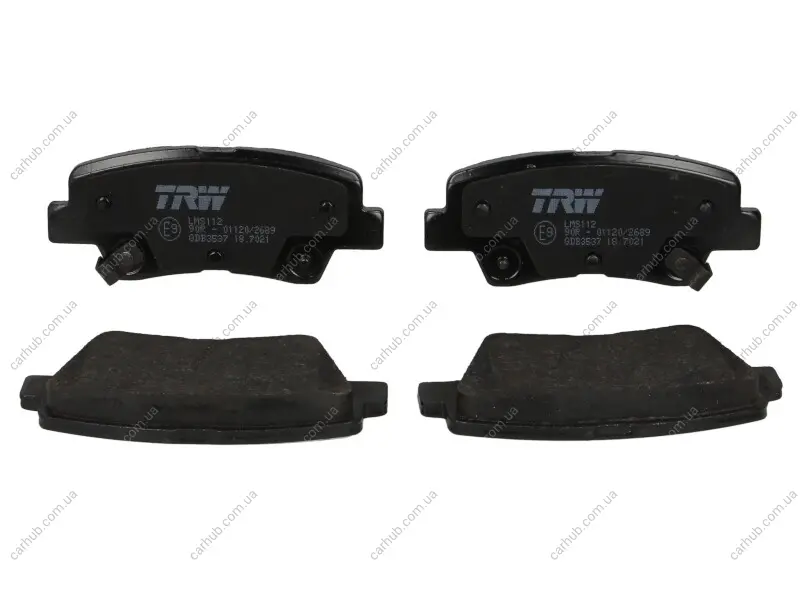 Комплект гальмівних колодок задн, HYUNDAI ACCENT IV, I10 II, I10 III, I20 ACTIVE, I20 II, I30, I40 I, I40 I CW, IONIQ, KONA, SOLARIS, TUCSON, VELOSTER KIA CARENS IV, CEE\'D 1.0-Electric 06.10- TRW GDB3537 (фото 1)