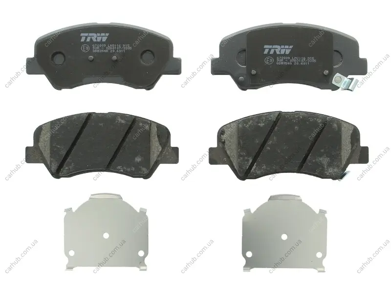 Комплект гальмівних колодок передн, HYUNDAI ACCENT IV, ACCENT V, I20 ACTIVE, I20 II, I20 III, SOLARIS KIA RIO III, RIO IV, STONIC 1.0-1.6D 11.10- TRW GDB3548 (фото 1)