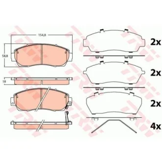 Комплект гальмівних колодок передн, HONDA CROSSTOUR I, CR-V IV, CR-V V, ODYSSEY JAECOO J7 1.5-3.5 09.05- TRW GDB3581