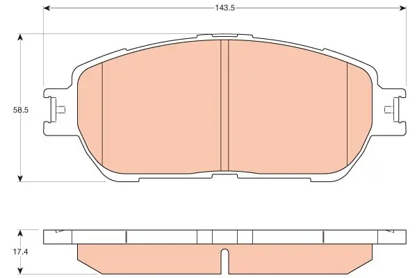 Комплект гальмівних колодок передн, LEXUS ES TOYOTA ALPHARD I, AVALON, CALDINA, CAMRY, PREVIA II, SIENNA, SOLARA, TACOMA 2.0-4.0 02.00- TRW GDB3612 (фото 1)
