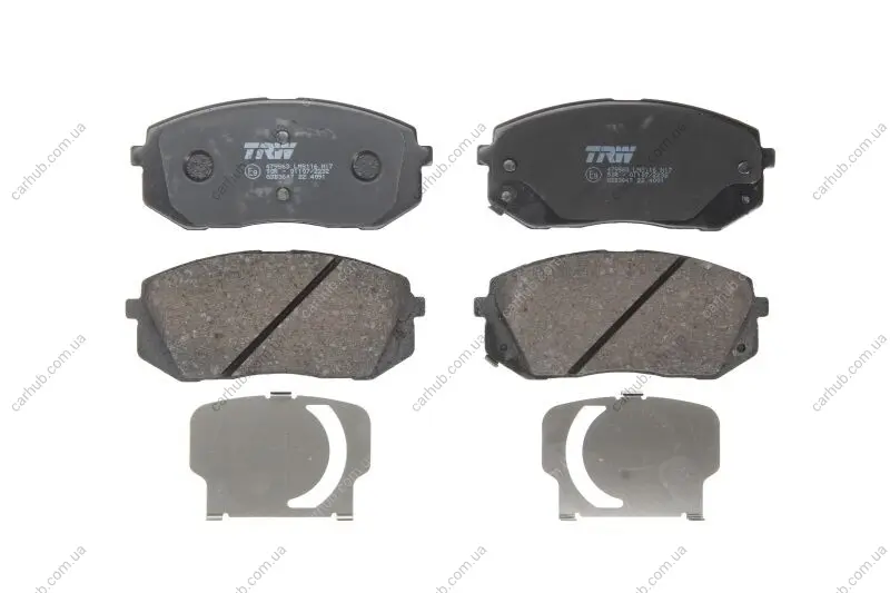 Комплект гальмівних колодок передн, HYUNDAI IX35 KIA SOUL II, SPORTAGE III 1.6-2.4 08.09-12.18 TRW GDB3647 (фото 1)