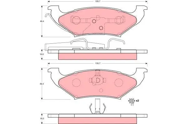 Комплект гальмівних колодок задн, CHRYSLER GRAND VOYAGER III, VOYAGER III DODGE CARAVAN LINCOLN CONTINENTAL, CONTINENTAL TOWN CAR, TOWN CAR II PLYMOUTH VOYAGER 2.0-4.6 10.90-12.02 TRW GDB4045 (фото 1)