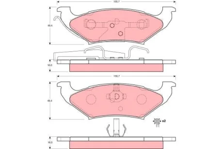 Комплект гальмівних колодок задн, CHRYSLER GRAND VOYAGER III, VOYAGER III DODGE CARAVAN LINCOLN CONTINENTAL, CONTINENTAL TOWN CAR, TOWN CAR II PLYMOUTH VOYAGER 2.0-4.6 10.90-12.02 TRW GDB4045