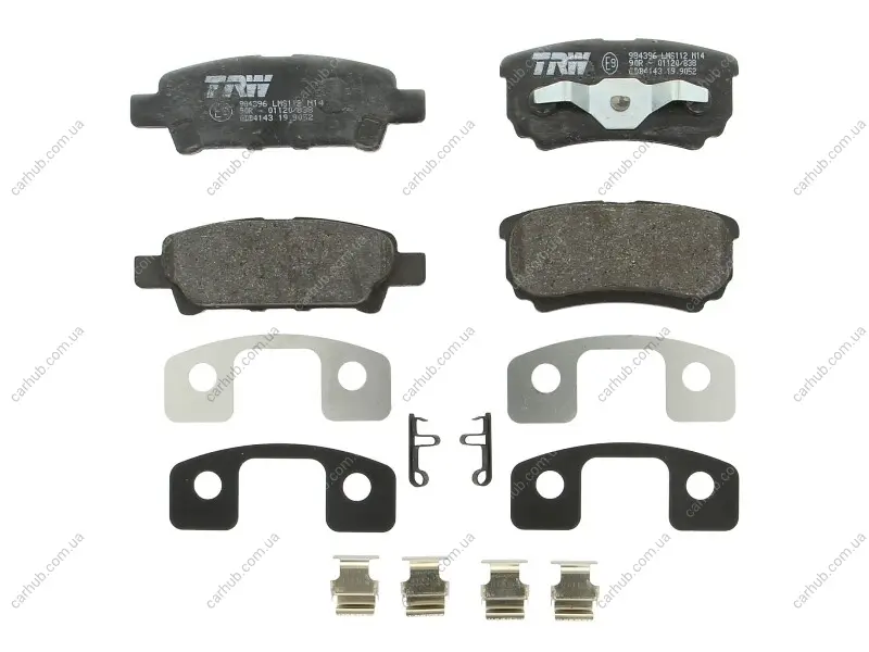 Комплект гальмівних колодок задн (з комплектуючими), CHRYSLER 200, SEBRING DODGE AVENGER, CALIBER JEEP COMPASS, PATRIOT 1.8-3.6ALK 06.06- TRW GDB4143 (фото 1)
