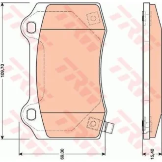 Комплект гальмівних колодок задн, CHEVROLET CAMARO CHRYSLER 300C DODGE CHALLENGER, CHARGER HYUNDAI GENESIS JEEP GRAND CHEROKEE, GRAND CHEROKEE II, GRAND CHEROKEE III 2.0-Electric 04.99- TRW GDB4171