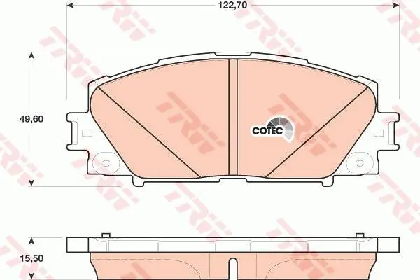 Комплект гальмівних колодок передн, LEXUS CT TOYOTA COROLLA, PRIUS, PRIUS PHV, YARIS 1.5/1.5H/1.8H 11.05- TRW GDB4173 (фото 1)