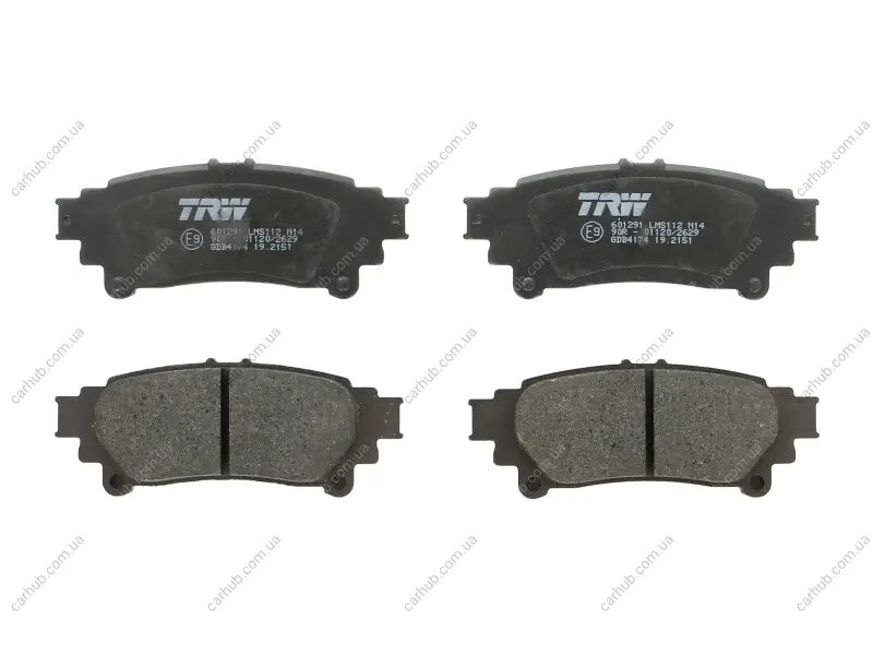 Комплект гальмівних колодок задн, LEXUS GS, IS III, RC, RX TOYOTA HIGHLANDER / KLUGER, PRIUS PLUS 1.8H-3.5H 12.08- TRW GDB4174 (фото 1)
