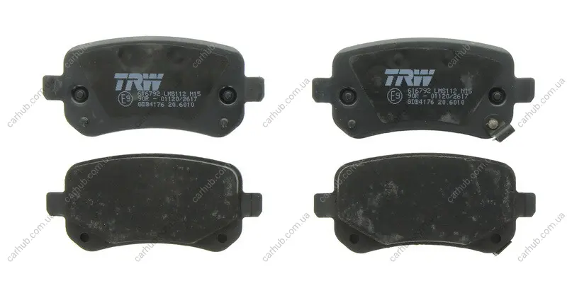 Комплект гальмівних колодок задн, CHRYSLER GRAND VOYAGER V, TOWN & COUNTRY, VOYAGER V DODGE GRAND, JOURNEY FIAT FREEMONT 2.0D-4.0 06.07- TRW GDB4176 (фото 1)