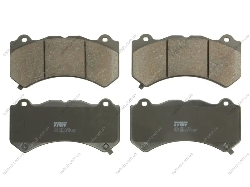Комплект гальмівних колодок передн, CHEVROLET CAMARO, CORVETTE DODGE CHALLENGER JEEP GRAND CHEROKEE, GRAND CHEROKEE IV NISSAN GT-R 2.0-6.4 12.07- TRW GDB4450 (фото 1)