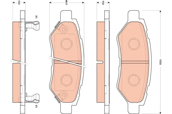 Комплект гальмівних колодок задн, CADILLAC CTS, CTS SPORT, SRX CHEVROLET CAMARO FORD KUGA III, PUMA 1.5-6.2 01.08- TRW GDB4602 (фото 1)