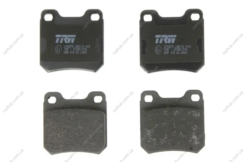 Комплект гальмівних колодок задн, CHEVROLET VECTRA OPEL ASTRA F, OMEGA A, SENATOR B, VECTRA B SAAB 9-3, 9-5 1.6-3.0 09.86-12.09 TRW GDB915 (фото 1)