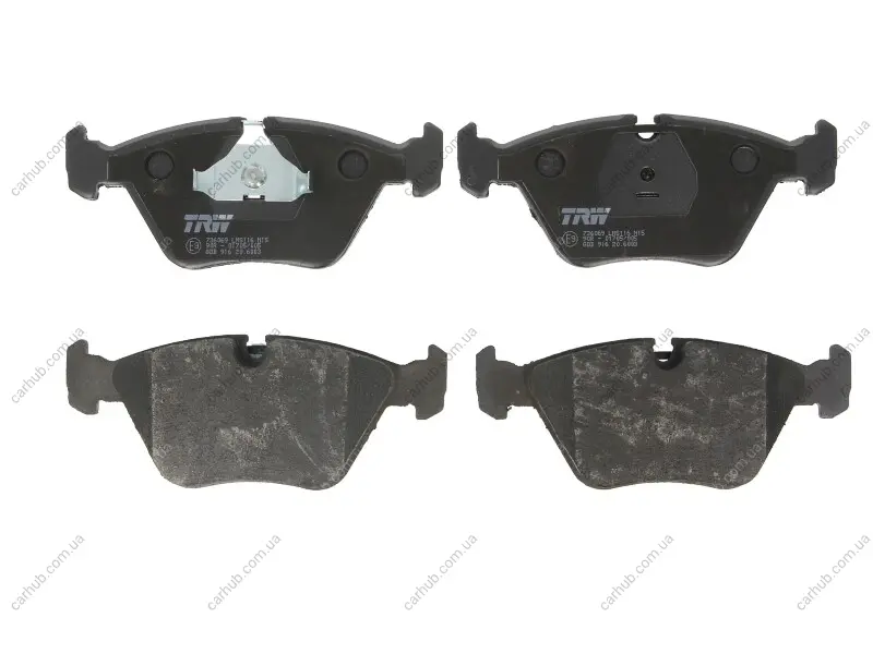 Комплект гальмівних колодок передн, BMW 3 (E30), 3 (E36), 3 (E46), 5 (E34), 7 (E32), Z3 (E36) 1.8-5.0 03.85-08.06 TRW GDB916 (фото 1)
