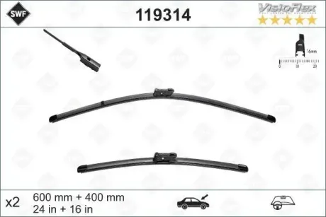 Щітки склоочисника (600/400мм) Skoda Fabia14- Valeo 119314