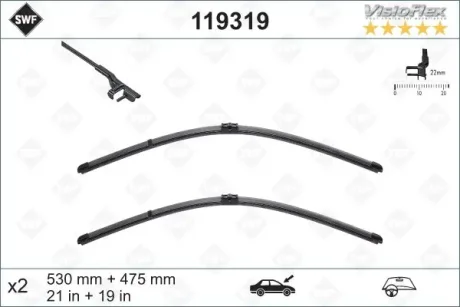 Щітки склоочисника (530/475мм) VW Golf IV/Bora/Polo 97- SWF Valeo 119319