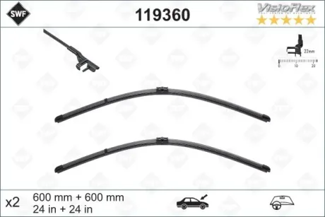 Щітки склоочисника (600/600мм) VW T5 SWF Valeo 119360