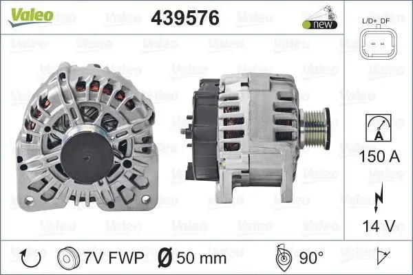 Генератор (14В, 150А, новий із заставою) NISSAN PRIMASTAR, TERRANO OPEL MOVANO B, VIVARO A RENAULT DUSTER, ESPACE IV, KAPTUR, LAGUNA II, TRAFIC II, VEL SATIS 2.0-2.3D 08.05- Valeo 439576 (фото 1)