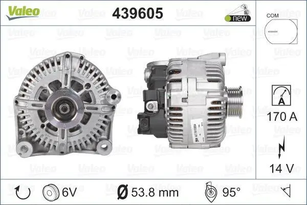 Генератор (14В, 170А, новий із заставою) BMW X5 (E70), X6 (E71, E72) 3.0D 12.06-07.13 Valeo 439605 (фото 1)