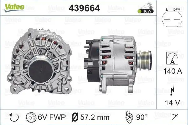 Генератор (14В, 150А, новий із заставою) AUDI A1, A3, A4 B6, A4 B7, A6 C5, A8 D4, TT CHRYSLER SEBRING DODGE AVENGER, CALIBER, JOURNEY FORD GALAXY I, GALAXY MK I JEEP COMPASS 1.4-4.2 09.95- Valeo 439664 (фото 1)