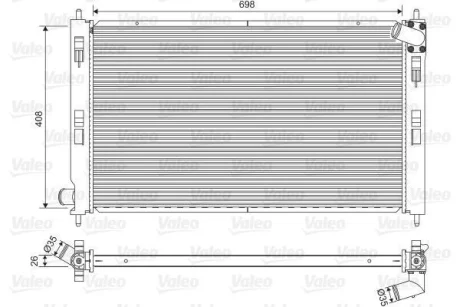 Радіатор двигуна (мкпп) CITROEN C-CROSSER, C-CROSSER ENTERPRISE, C4 AIRCROSS MITSUBISHI ASX, LANCER VIII, OUTLANDER II PEUGEOT 4007, 4008 1.6D-3.0 11.06- Valeo 701577