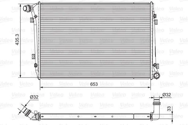 Радіатор двигуна (акпп/мкпп) AUDI A3 SEAT ALTEA, ALTEA XL, LEON, TOLEDO III SKODA OCTAVIA II, SUPERB II VW CADDY III, EOS, GOLF PLUS V, GOLF V, JETTA III, PASSAT B6, TOURAN 1.6-2.0D 05.03-07.15 Valeo 701664 (фото 1)