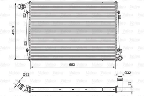 Радіатор двигуна (акпп/мкпп) AUDI A3 SEAT ALTEA, ALTEA XL, LEON, TOLEDO III SKODA OCTAVIA II, SUPERB II VW CADDY III, EOS, GOLF PLUS V, GOLF V, JETTA III, PASSAT B6, TOURAN 1.6-2.0D 05.03-07.15 Valeo 701664