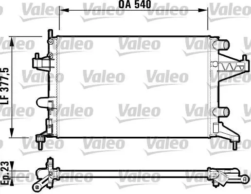 Радіатор двигуна OPEL COMBO, COMBO TOUR, CORSA C, TIGRA 1.0-1.8 09.00- Valeo 732825 (фото 1)